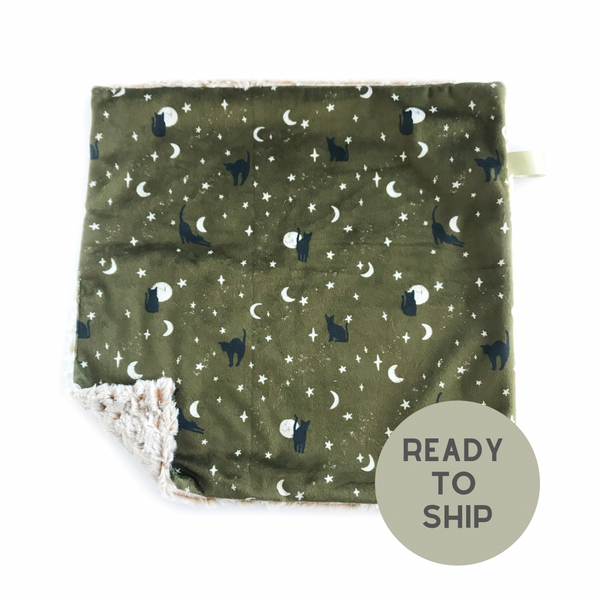 Black Cats on Olive Green - Lovey