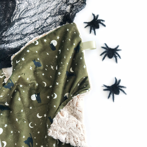 Black Cats on Olive Green - Lovey