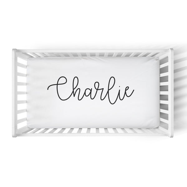 Personalized Name Crib Sheet- LARGE CENTERED NAME - Dotboxed