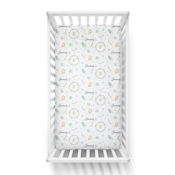 Personalized Name Crib Sheet- BABY BIRDIE - Dotboxed