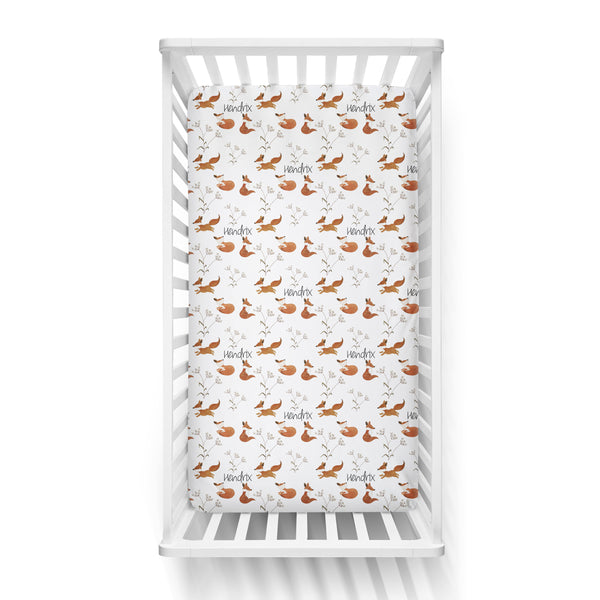 Personalized Name Crib Sheet- FOX - Dotboxed