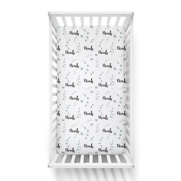 Personalized Name Crib Sheet- GREENERY - Dotboxed