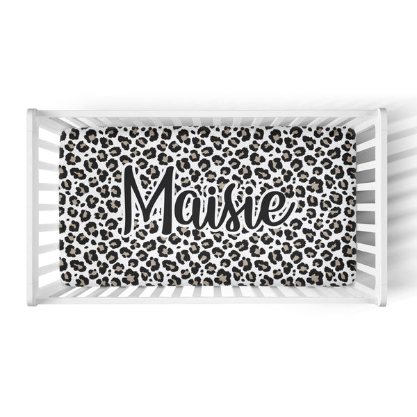 Personalized Name Crib Sheet- Leopard - Dotboxed