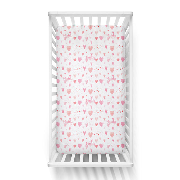 Personalized Name Crib Sheet- HEART YOU - Dotboxed