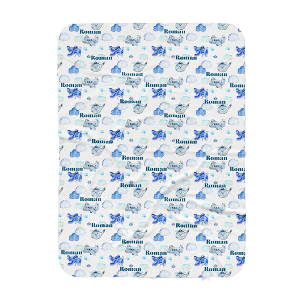 Personalized Name Blanket - BLUE AIRPLANES