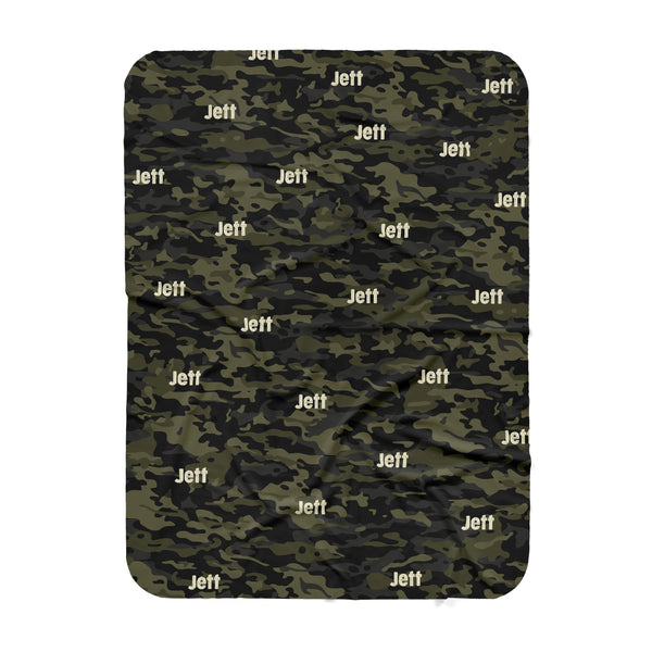 Personalized Name Blanket - CAMOUFLAGE GREEN - Dotboxed