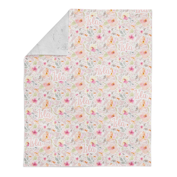 Personalized Floral Name Blanket for Baby Girl