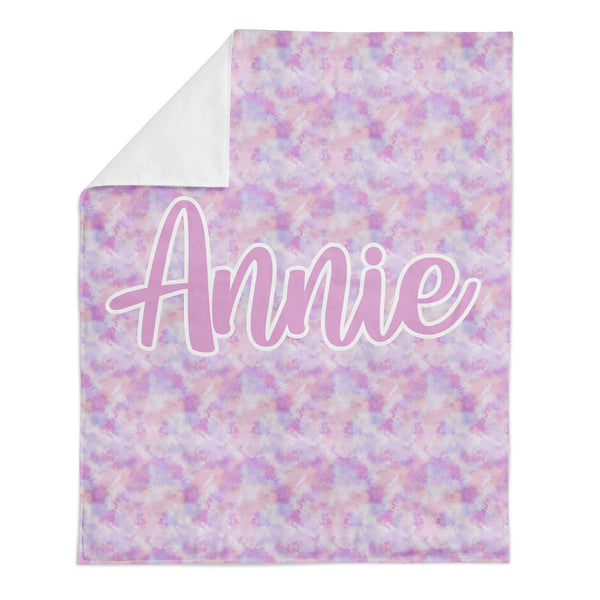 Personalized Name Minky Blanket - PINK TIE DYE WITH LARGE CENTERED NAME
