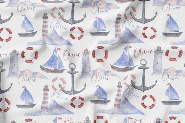 Personalized Name Blanket - NAUTICAL - Dotboxed