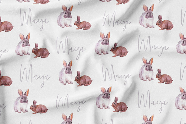Personalized Name Blanket - WATERCOLOR RABBIT - Dotboxed