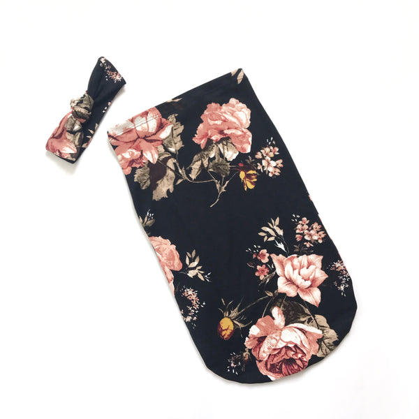 Newborn Sac Set - BLACK FLORAL - Dotboxed