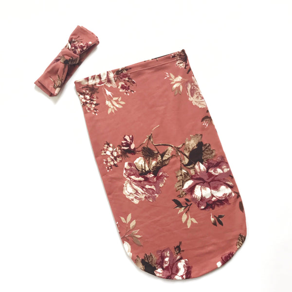 Newborn Sac Set - CORAL FLORAL - Dotboxed