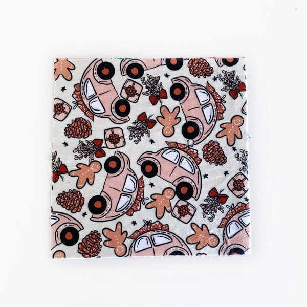 Mini Lovey or Mini Crinkle Blanket - Retro Pink Christmas