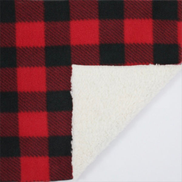 FLEECE AND CHENILLE BLANKET - RED BUFFALO CHECK - Dotboxed