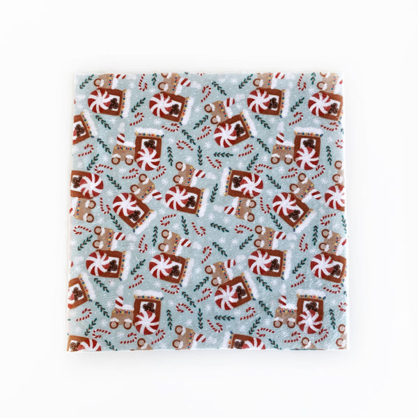 Mini Lovey or Mini Crinkle Blanket - Blue Gingerbread Trains