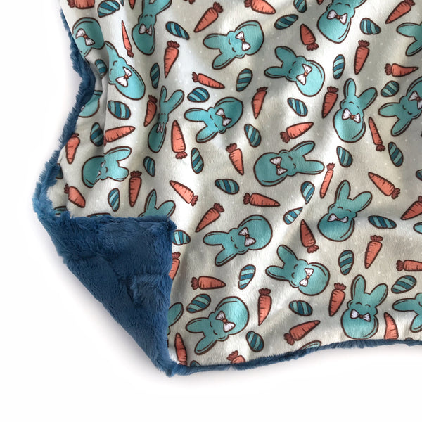 Lovey Blanket - Blue Easter Bunny’s and Carrots