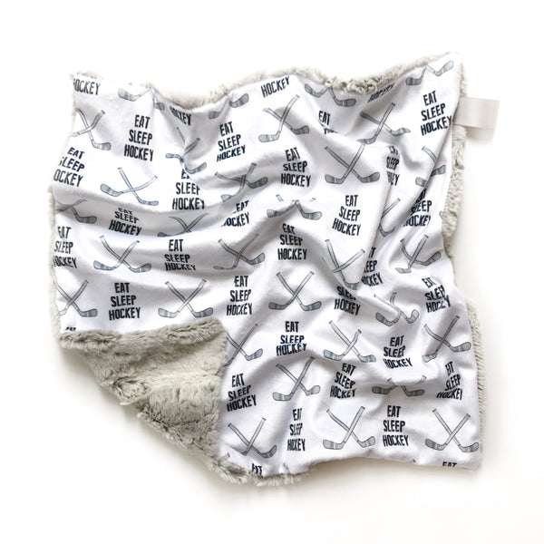 Lovey Blanket - Eat Sleep Hockey on White