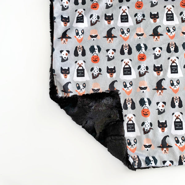 Lovey Blanket - Halloween Pups on Grey