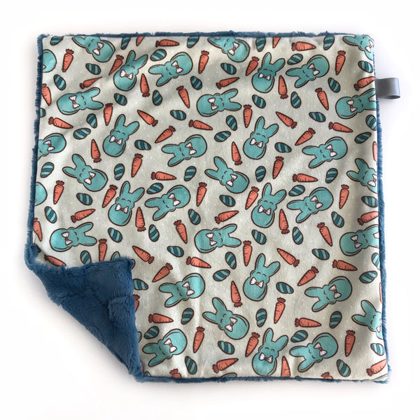 Lovey Blanket - Blue Easter Bunny’s and Carrots