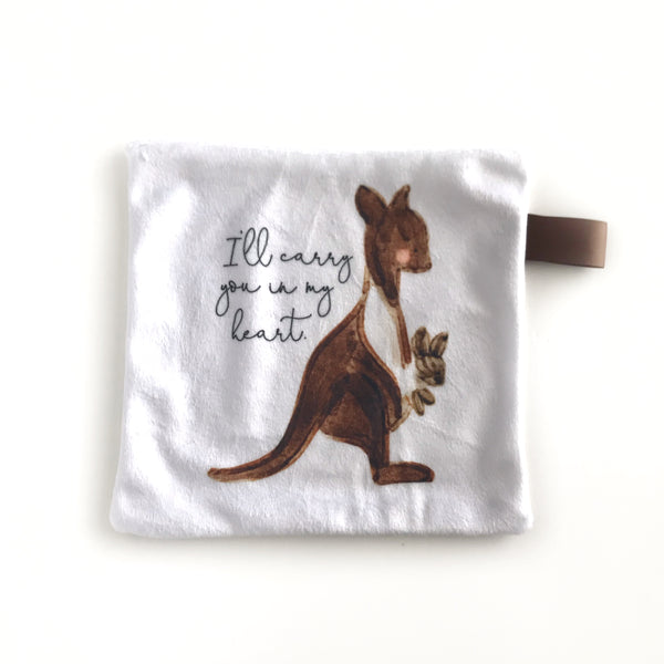 Mini Lovey / Crinkle Lovey - Kangaroo "I'll Carry Your Heart"