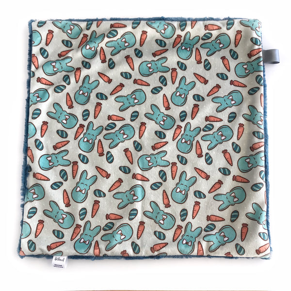Lovey Blanket - Blue Easter Bunny’s and Carrots
