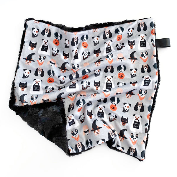 Lovey Blanket - Halloween Pups on Grey