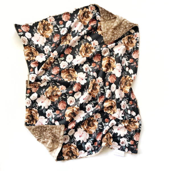 Minky Blanket - Midnight Peony - Dotboxed