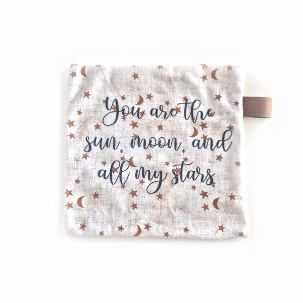 Mini Lovey / Crinkle Lovey - Neutral stars “you are the sun, moon and all my stars”
