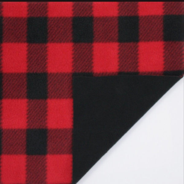 FLEECE AND CHENILLE BLANKET - RED BUFFALO CHECK - Dotboxed
