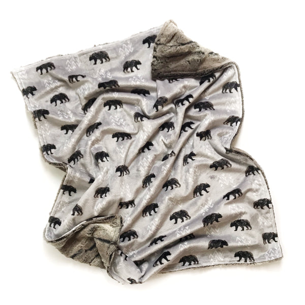 Bears Minky Blanket GREY - Dotboxed