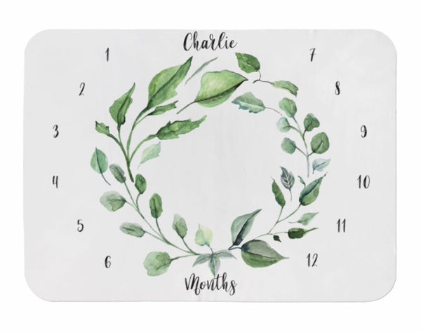 Greenery Wreath Milestone Blanket - Dotboxed