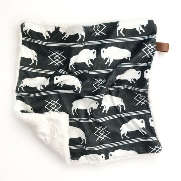 Lovey Blanket - Bison Stripes Dark Olive