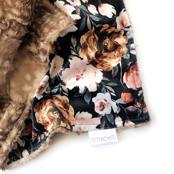 Minky Blanket - Midnight Peony - Dotboxed
