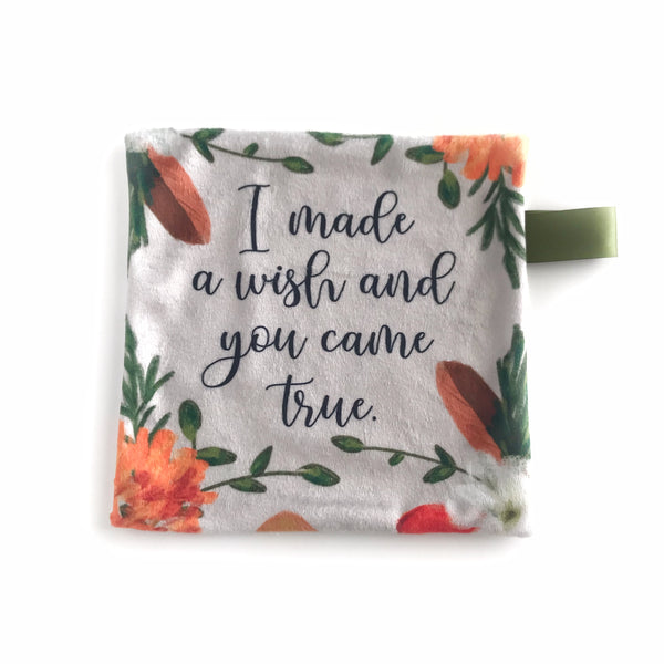 Mini Lovey / Crinkle Lovey - Orange Sprigs "I made a wish and you came true"
