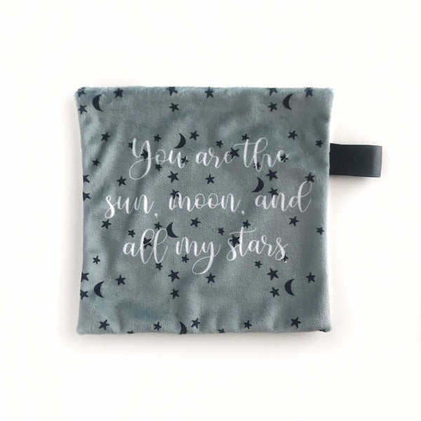 Mini Lovey / Crinkle Lovey - Sage stars “you are the sun, moon and all my stars”