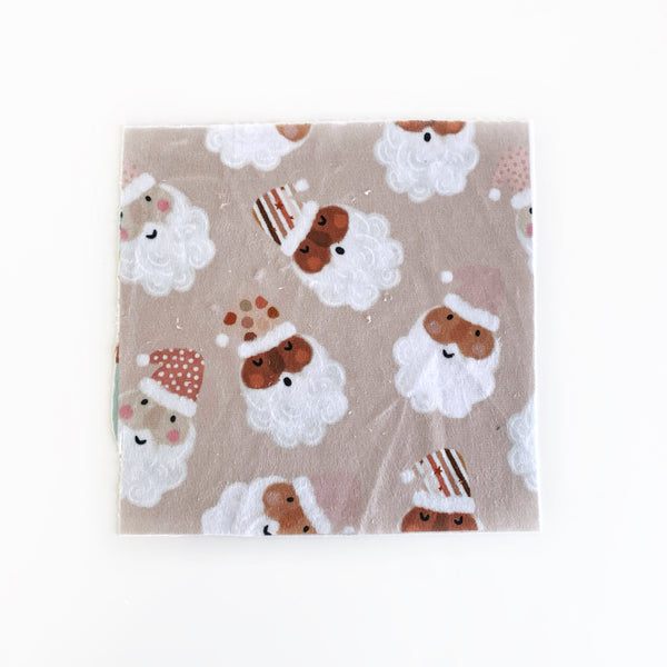 Mini Lovey or Mini Crinkle Blanket - Santa’s on Christmas Tan