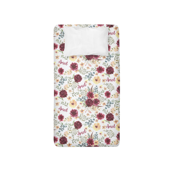 Personalized Name Twin Sheet- AUTUMN FLORAL - Dotboxed