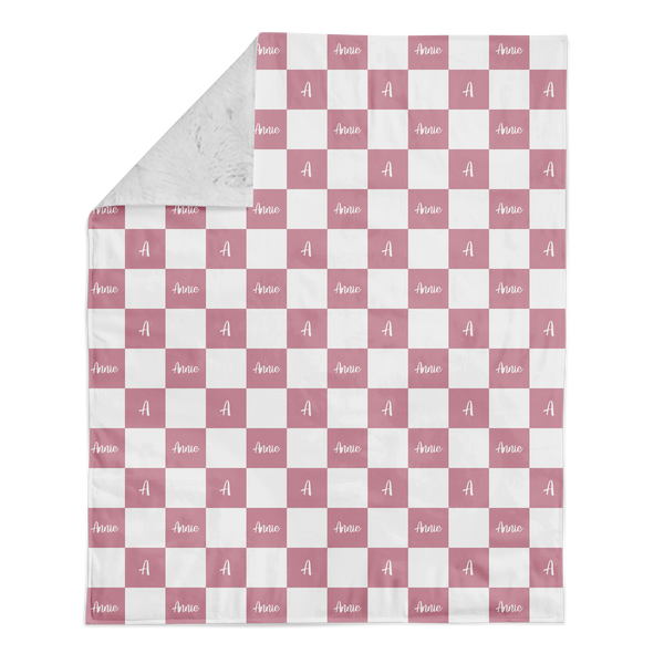 Square checkerboard personalized baby blanket
