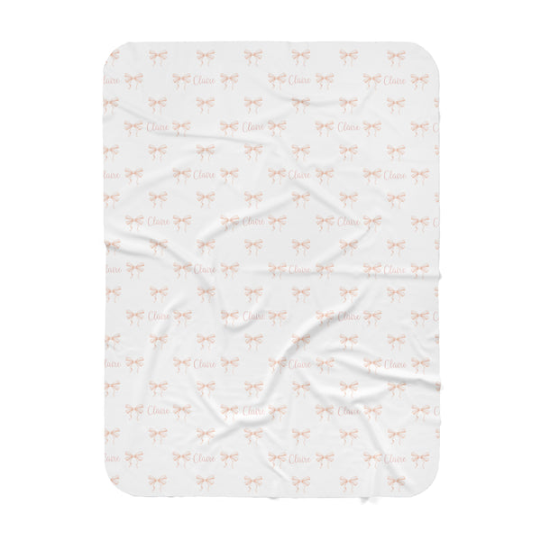 Personalized Name Blanket - LIGHT PINK BOWS