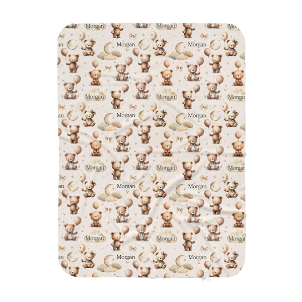 Personalized Name Blanket - NEUTRAL TEDDY BEAR