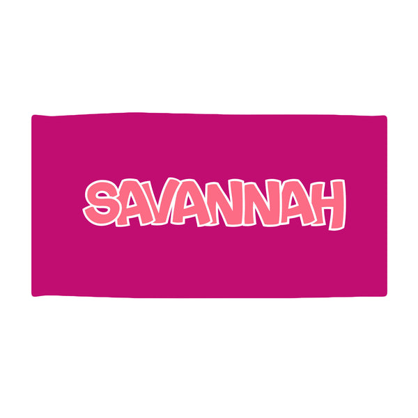 Beach Towel with Large Centered Name - BUBBLY FONT