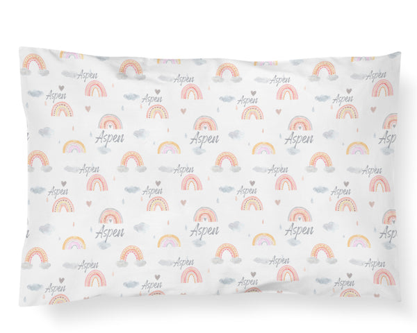 Personalized Name Pillowcase - RAINBOW HEARTS - Dotboxed