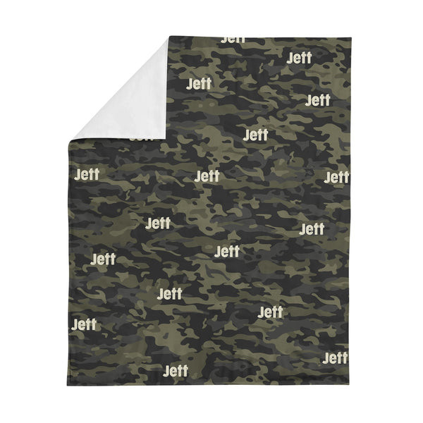 Personalized Name Minky Blanket - CAMOUFLAGE GREEN
