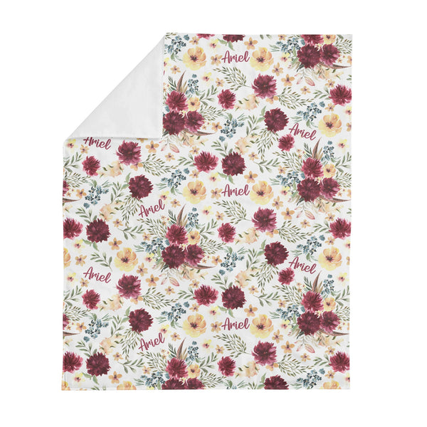 Personalized Name Minky Blanket - AUTUMN FLORAL