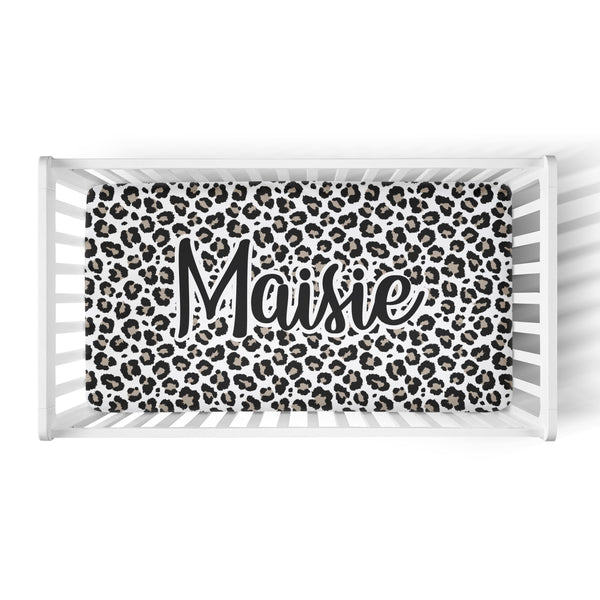 Personalized Name Crib Sheet-  Leopard - Dotboxed