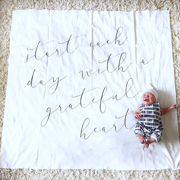 MUSLIN SWADDLE BLANKET - GRATEFUL HEART * PRE ORDER - Dotboxed