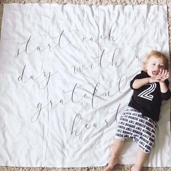 MUSLIN SWADDLE BLANKET - GRATEFUL HEART * PRE ORDER - Dotboxed