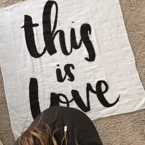 MUSLIN SWADDLE BLANKET - HAND DYED THIS IS LOVE - Dotboxed