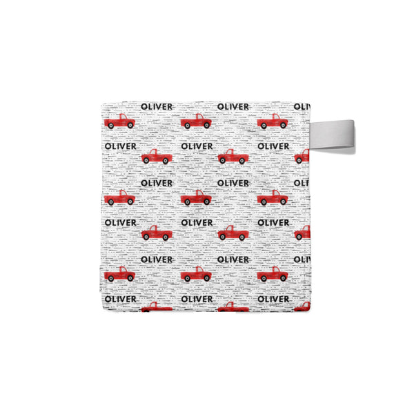 Personalized Name Lovey Blanket -  RED TRUCKS