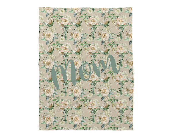 Family Name Minky Blanket - Cream Floral *2 Layer